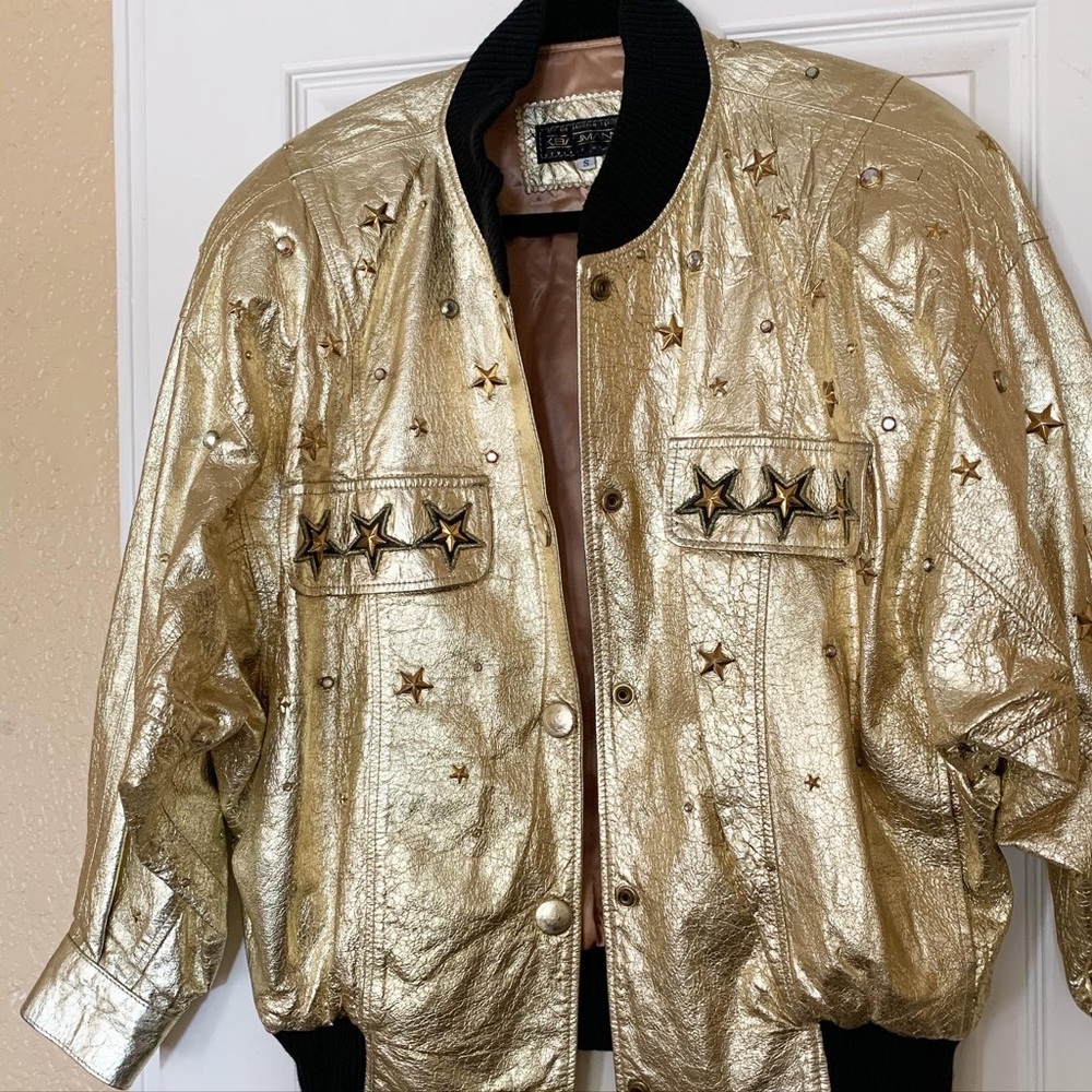 VINTAGE K. BAUMANN GOLD LEATHER STUDDED JACKET